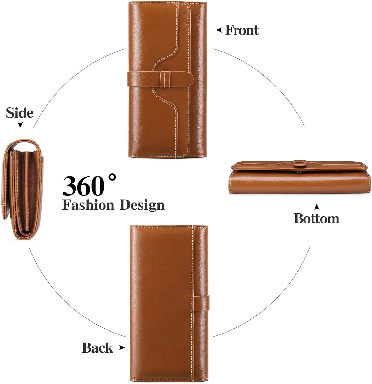 SENDEFN Wallets for Women Real Leather with RFID Blocking Trifold Credit Card Holder with ID Window Wallet