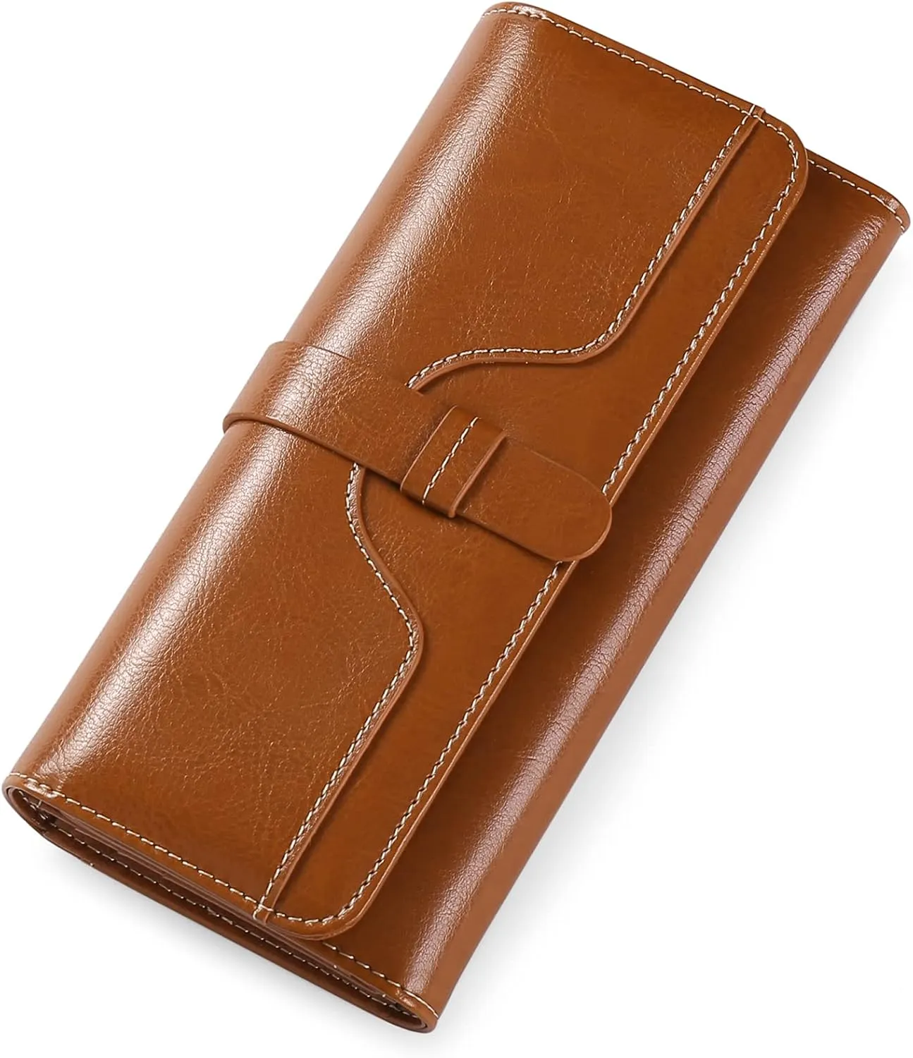 SENDEFN Wallets for Women Real Leather with RFID Blocking Trifold Credit Card Holder with ID Window Wallet