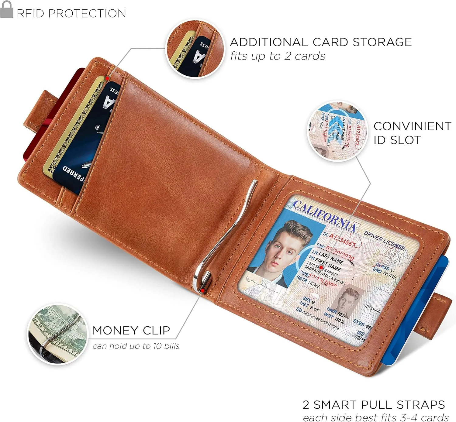 SERMAN BRANDS RFID Blocking Slim Money Clip Wallet – Leather Bifold Front Pocket Minimalist Mens Wallet with Money Clip for Men, Small Credit Card Holder Wallet - Travel Wallet with Gift Box