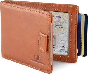 SERMAN BRANDS RFID Blocking Slim Money Clip Wallet – Leather Bifold Front Pocket Minimalist Mens Wallet with Money Clip for Men, Small Credit Card Holder Wallet - Travel Wallet with Gift Box