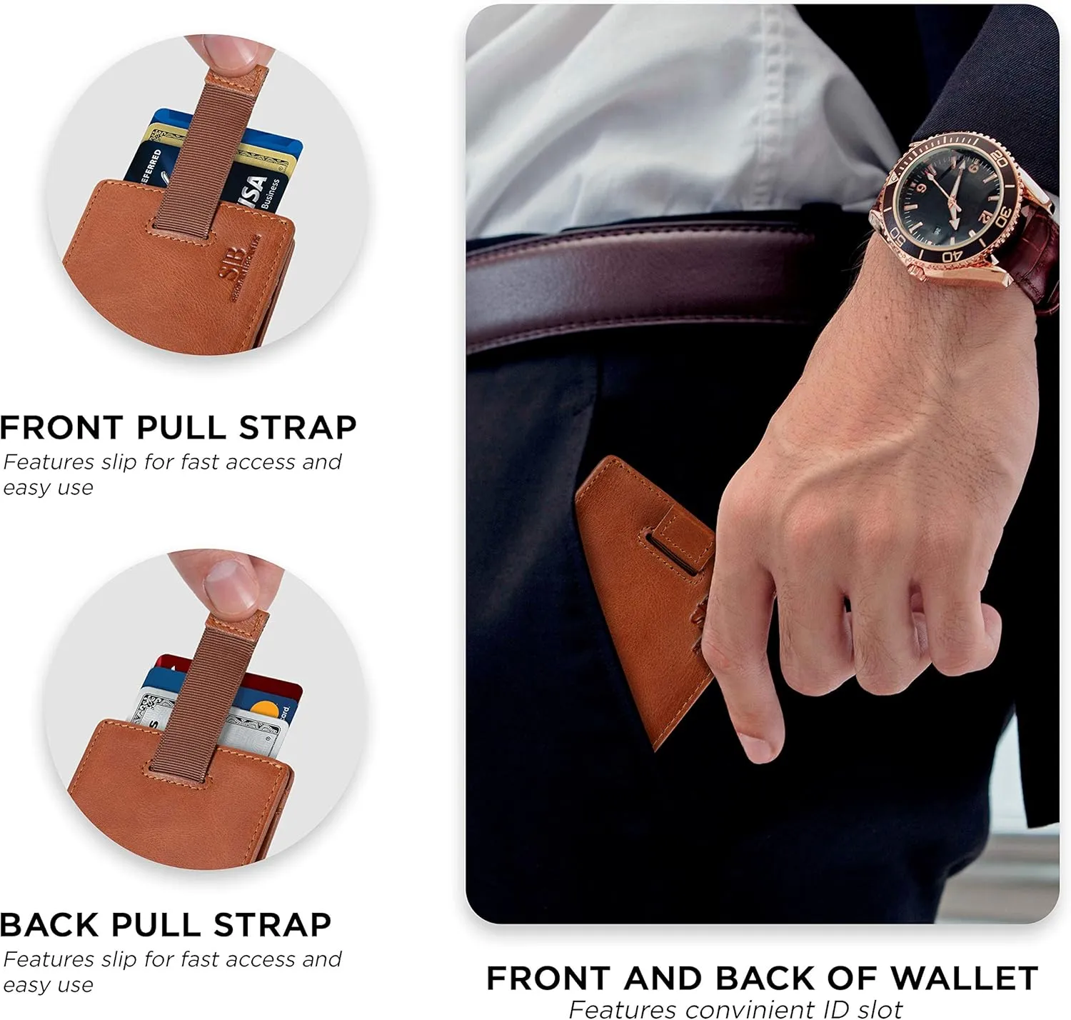 SERMAN BRANDS RFID Blocking Slim Money Clip Wallet – Leather Bifold Front Pocket Minimalist Mens Wallet with Money Clip for Men, Small Credit Card Holder Wallet - Travel Wallet with Gift Box