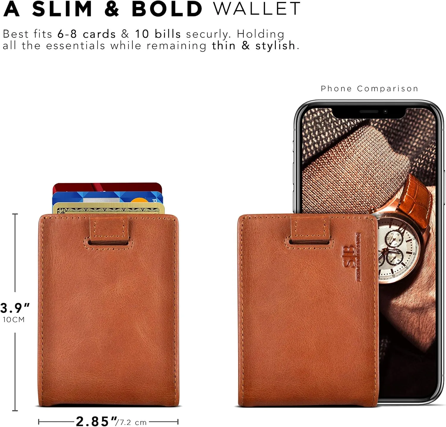 SERMAN BRANDS RFID Blocking Slim Money Clip Wallet – Leather Bifold Front Pocket Minimalist Mens Wallet with Money Clip for Men, Small Credit Card Holder Wallet - Travel Wallet with Gift Box