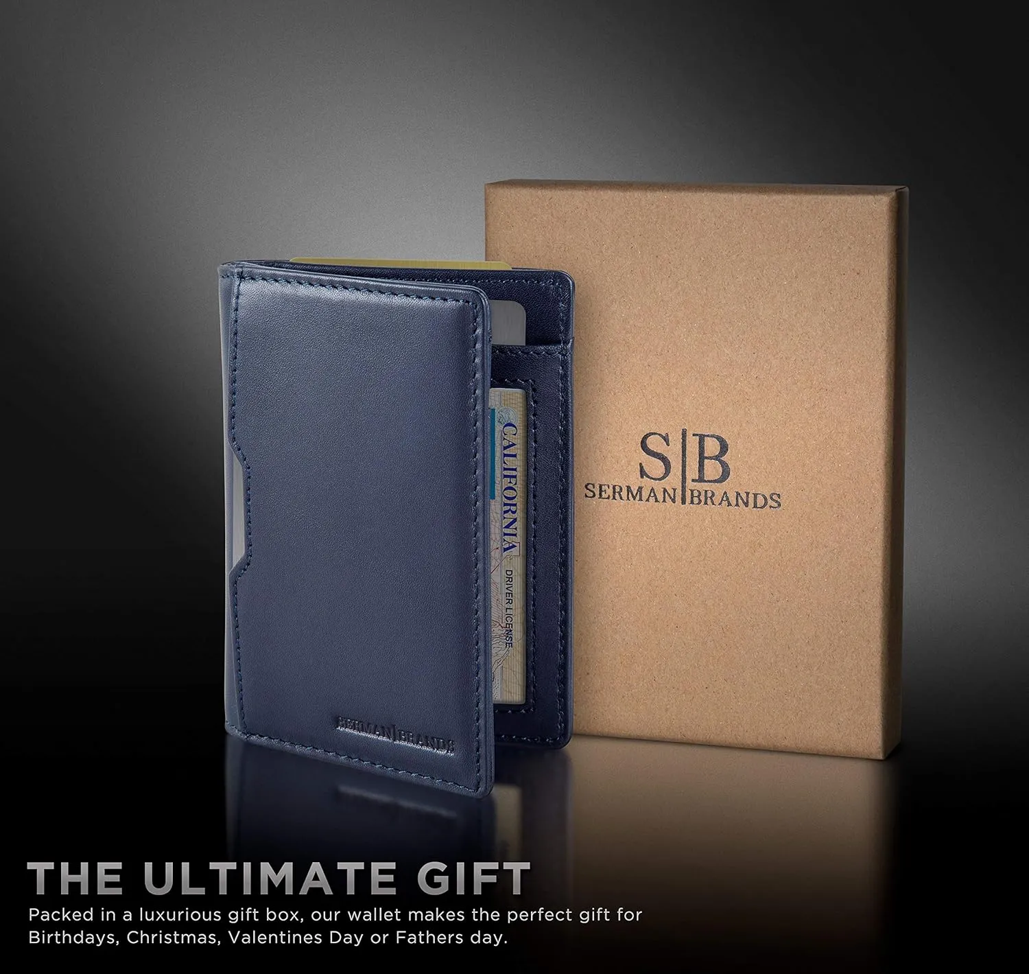 SERMAN BRANDS - Wallets for Men Slim Mens leather RFID Blocking Minimalist Card Front Pocket Bifold Travel Thin