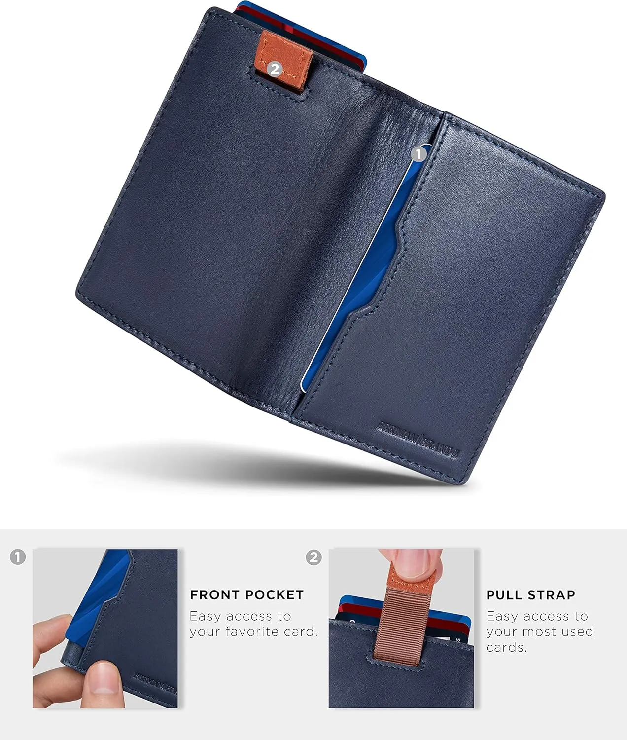 SERMAN BRANDS - Wallets for Men Slim Mens leather RFID Blocking Minimalist Card Front Pocket Bifold Travel Thin