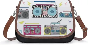 Set of Various Vintage Cassette Players. Retro Women's Shoulder Bag, Handbag, Crossbody Bag