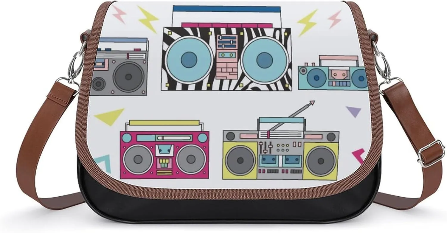 Set of Various Vintage Cassette Players. Retro Women's Shoulder Bag, Handbag, Crossbody Bag