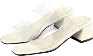 Shinelly Women Transparent Clear Slide Sandals Chunky Heel Mules