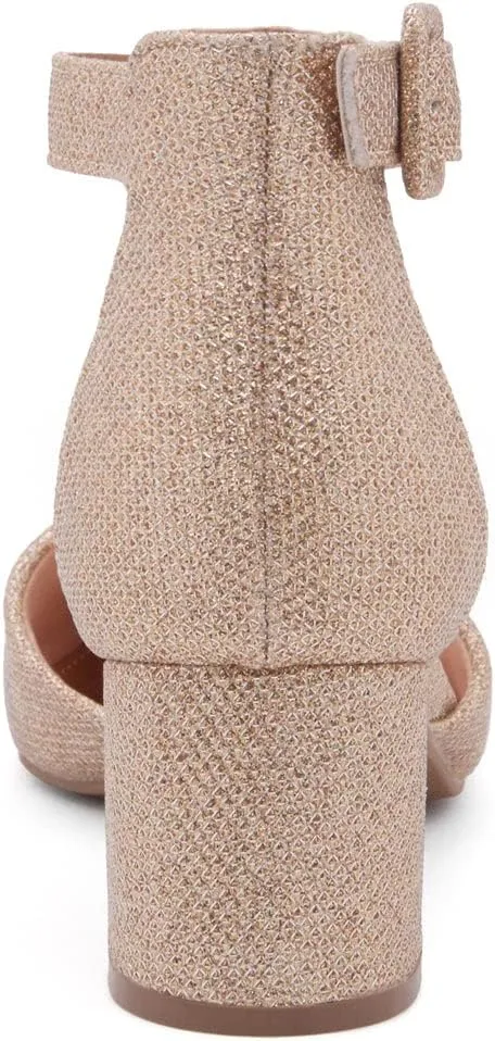 Shoe Land Women's Closed Toe Heels, Comfortable Low Block 2.25 Inch Heel Pumps for Work Office & Business Casual, Pointed Toe Dress Shoes with Adjustable Ankle Straps