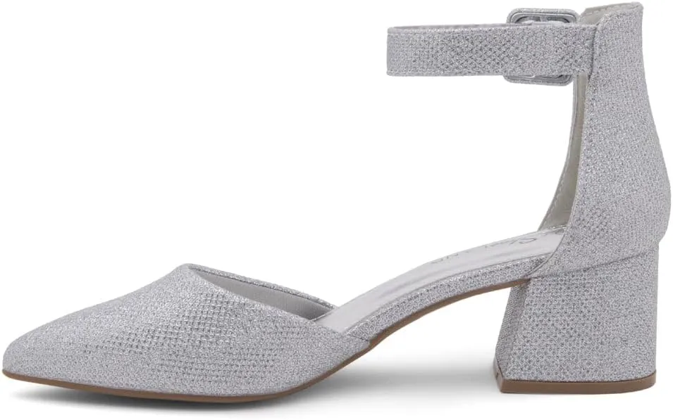 Shoe Land Women's Closed Toe Heels, Comfortable Low Block 2.25 Inch Heel Pumps for Work Office & Business Casual, Pointed Toe Dress Shoes with Adjustable Ankle Straps