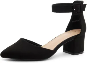 Shoe Land Women's Closed Toe Heels, Comfortable Low Block 2.25 Inch Heel Pumps for Work Office & Business Casual, Pointed Toe Dress Shoes with Adjustable Ankle Straps