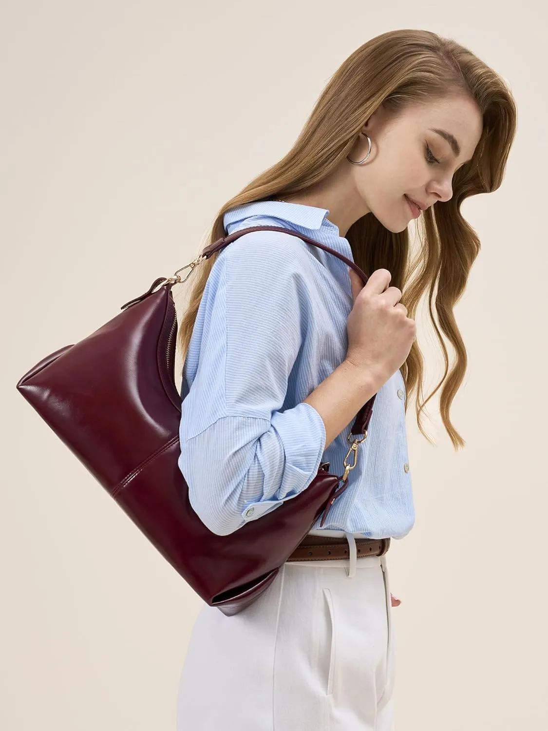 Shoulder Bag PU Leather Purses for Women Trendy Cute Hobo Bags with Zip Closure Designer Tote Handbags