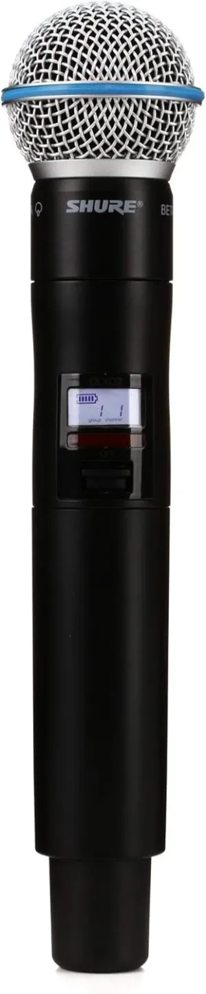 Shure QLXD2/B58 Handheld Transmitter with BETA 58A Vocal Mic Capsule - for use with QLX-D Digital Wireless Microphone Systems, Receiver Sold Separately | G50 Band (QLXD2/B58=-G50)