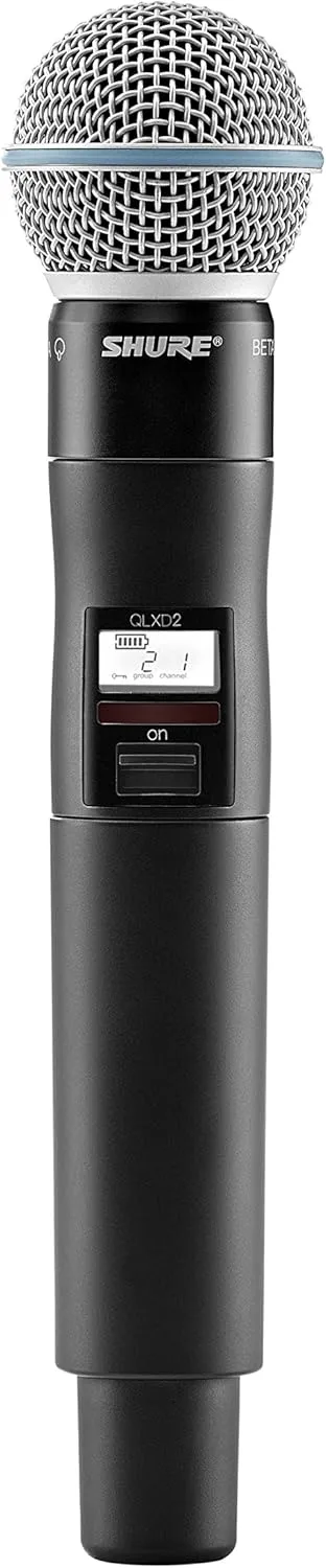 Shure QLXD2/B58 Handheld Transmitter with BETA 58A Vocal Mic Capsule - for use with QLX-D Digital Wireless Microphone Systems, Receiver Sold Separately | G50 Band (QLXD2/B58=-G50)