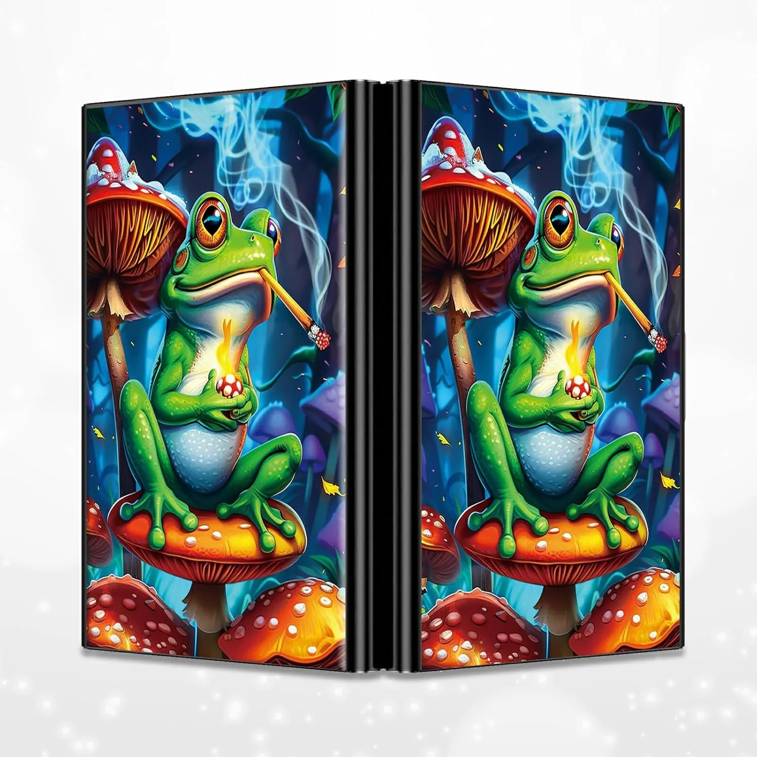 Slim Credit Card Holder, Frog Smoke RFID Blocking Metal Wallet for Men & Women, Aluminum Minimalist Hard Case Pocket-Sized Business Cards Organizer (Fits Up to 10 Cards)