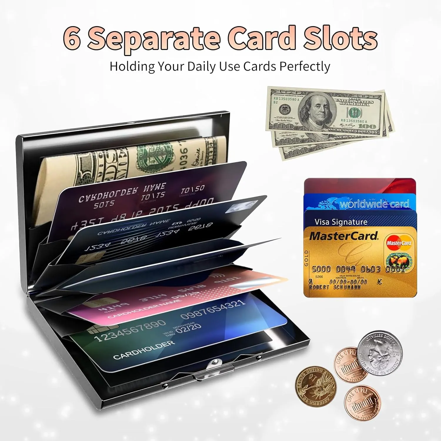 Slim Credit Card Holder, Frog Smoke RFID Blocking Metal Wallet for Men & Women, Aluminum Minimalist Hard Case Pocket-Sized Business Cards Organizer (Fits Up to 10 Cards)