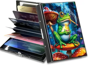 Slim Credit Card Holder, Frog Smoke RFID Blocking Metal Wallet for Men & Women, Aluminum Minimalist Hard Case Pocket-Sized Business Cards Organizer (Fits Up to 10 Cards)