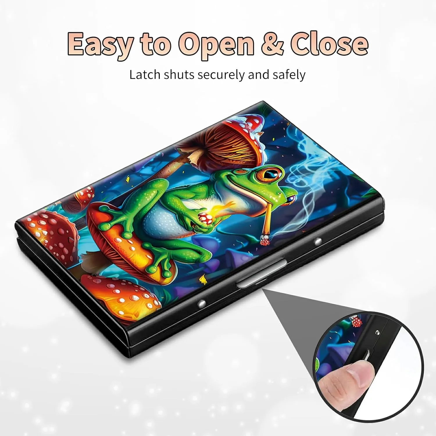 Slim Credit Card Holder, Frog Smoke RFID Blocking Metal Wallet for Men & Women, Aluminum Minimalist Hard Case Pocket-Sized Business Cards Organizer (Fits Up to 10 Cards)