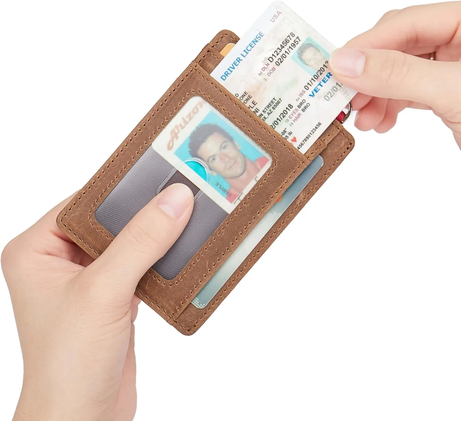 Slim Minimalist Front Pocket Wallet, Travel RFID Blocking Small Leather Thin Wallet, Credit Card Holder for Men and Women