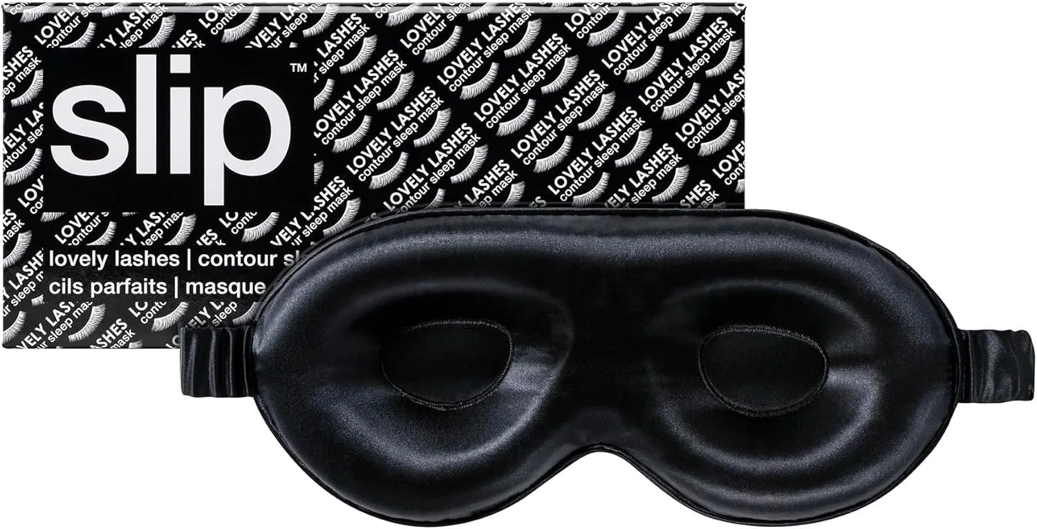 slip Contour Sleep Mask | 100% Pure Mulberry Silk, Ultra Soft | Contoured Design, Prevents Eye Pressure | Adjustable Strap, Ideal for Travel - Black