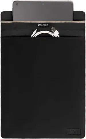 SLNT Faraday Bag Tablet Sleeve with Silent Pocket - Leather or Weatherproof Nylon, Signal Blocking Device Shielding for iPad, Galaxy Tab, Most Tablets, Travel, Privacy (Black Nylon, X-Large)