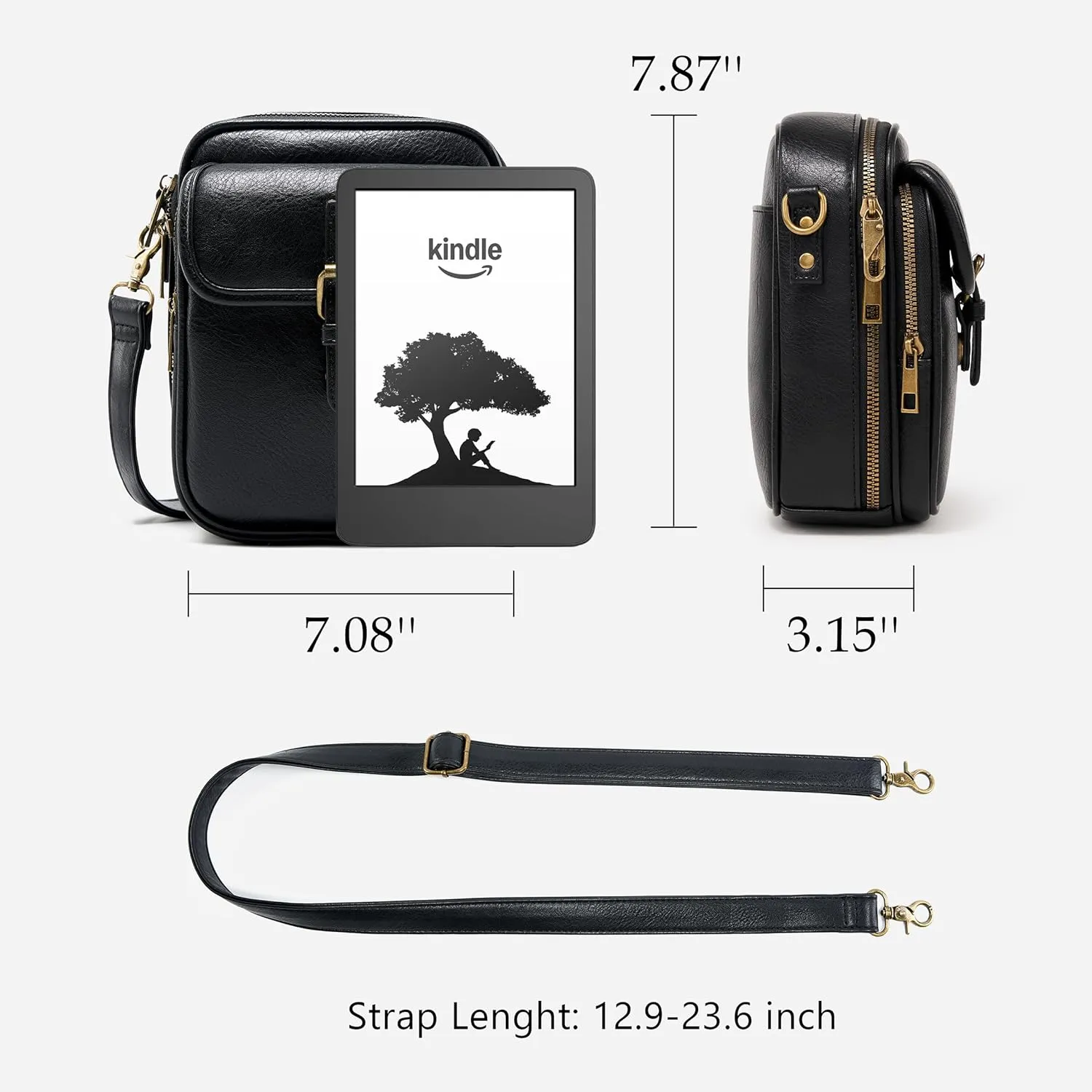 Small Messenger Bag Vegan Leather Crossbody Bag for Women Men, Vintage Cross Body Shoulder Purse with Card Slots