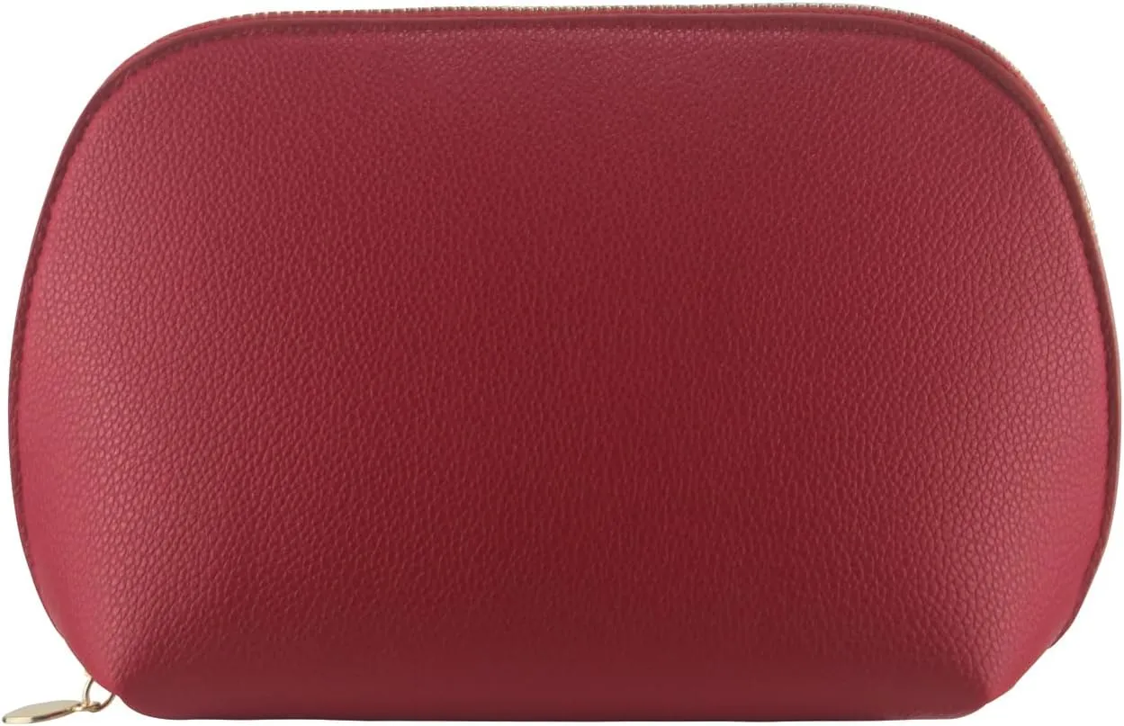Small Travel Cosmetic Bag Portable Makeup Bag PU Leather Makeup Pouch for Women (PU leather, Red)