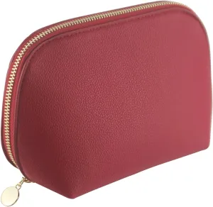Small Travel Cosmetic Bag Portable Makeup Bag PU Leather Makeup Pouch for Women (PU leather, Red)