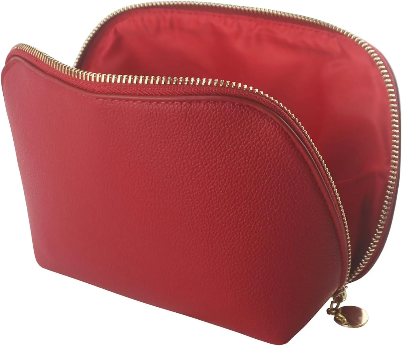 Small Travel Cosmetic Bag Portable Makeup Bag PU Leather Makeup Pouch for Women (PU leather, Red)