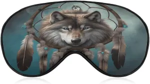 Soft Sleep Eye Mask with Adjustable Strap, 3D Wolf Dream Catcher Print Sleep Aid Eye Mask Light Blocking Eye Mask for Travel & Relaxation