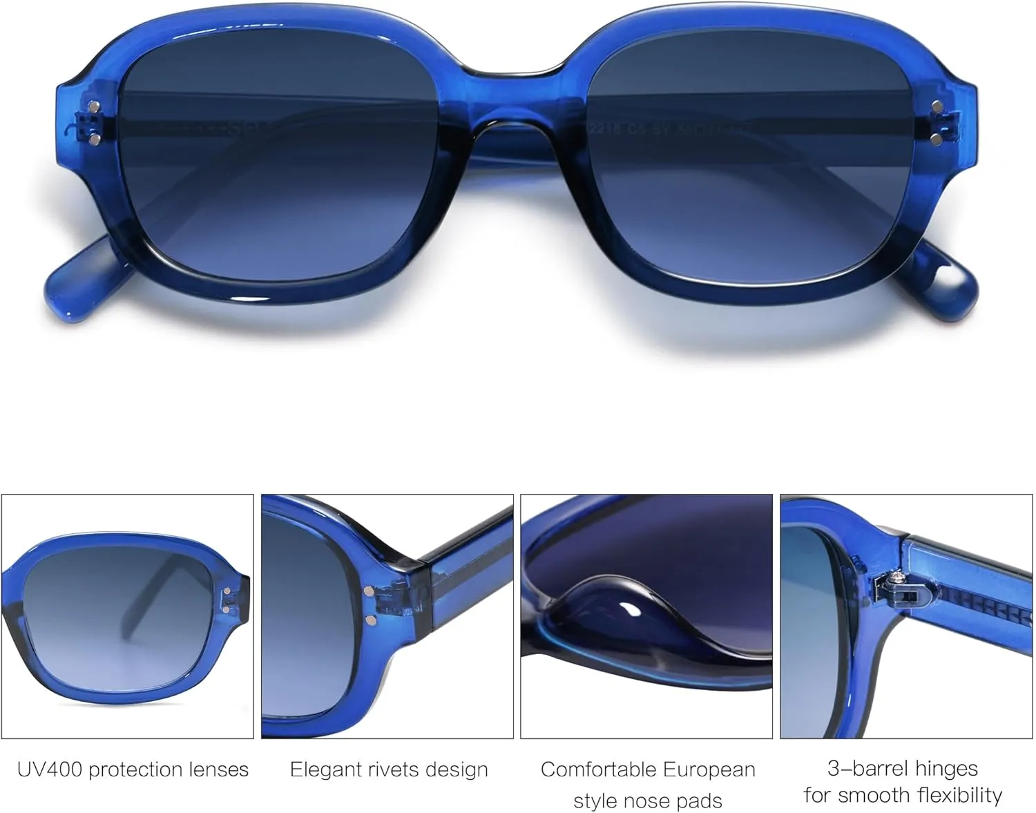 SOJOS Rectangle Sunglasses for Women Vintage Trendy Outdoor Travel Sun Glasses Square Frame SJ2218