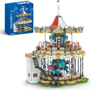 Sosuy Carousel Building Set, Electric Motorized Merry-Go-Round Model, Amusement Park Toy for Boy Girl Teen, Birthday Gifts for Adult Kid Ages 6 7 8 9 , City Construction Theme Collection 5086pcs