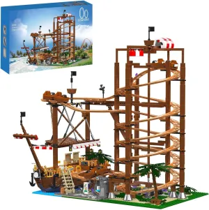 Sosuy Roller-Coaster Building Set, Electric Motorized Track Ship, Amusement Park Toy for Boy Girl Teen, Easter Birthday Gifts for Adult Kid Ages 6 7 8 9 , City Construction Theme Collection 2174pcs