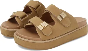 SOVANYOU Platform Sandals for Women Comfortable Summer Beach Sandal Slip on Platform Slides Double Buckle Casual Vacation Shoes