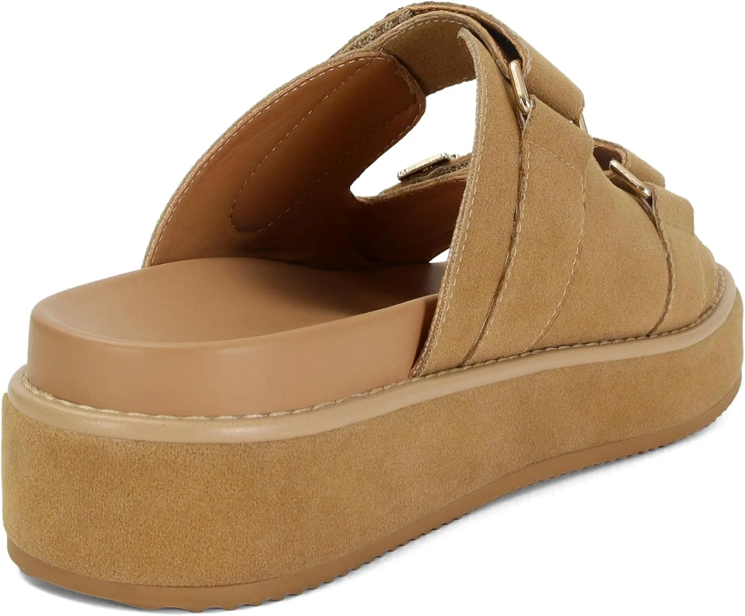 SOVANYOU Platform Sandals for Women Comfortable Summer Beach Sandal Slip on Platform Slides Double Buckle Casual Vacation Shoes