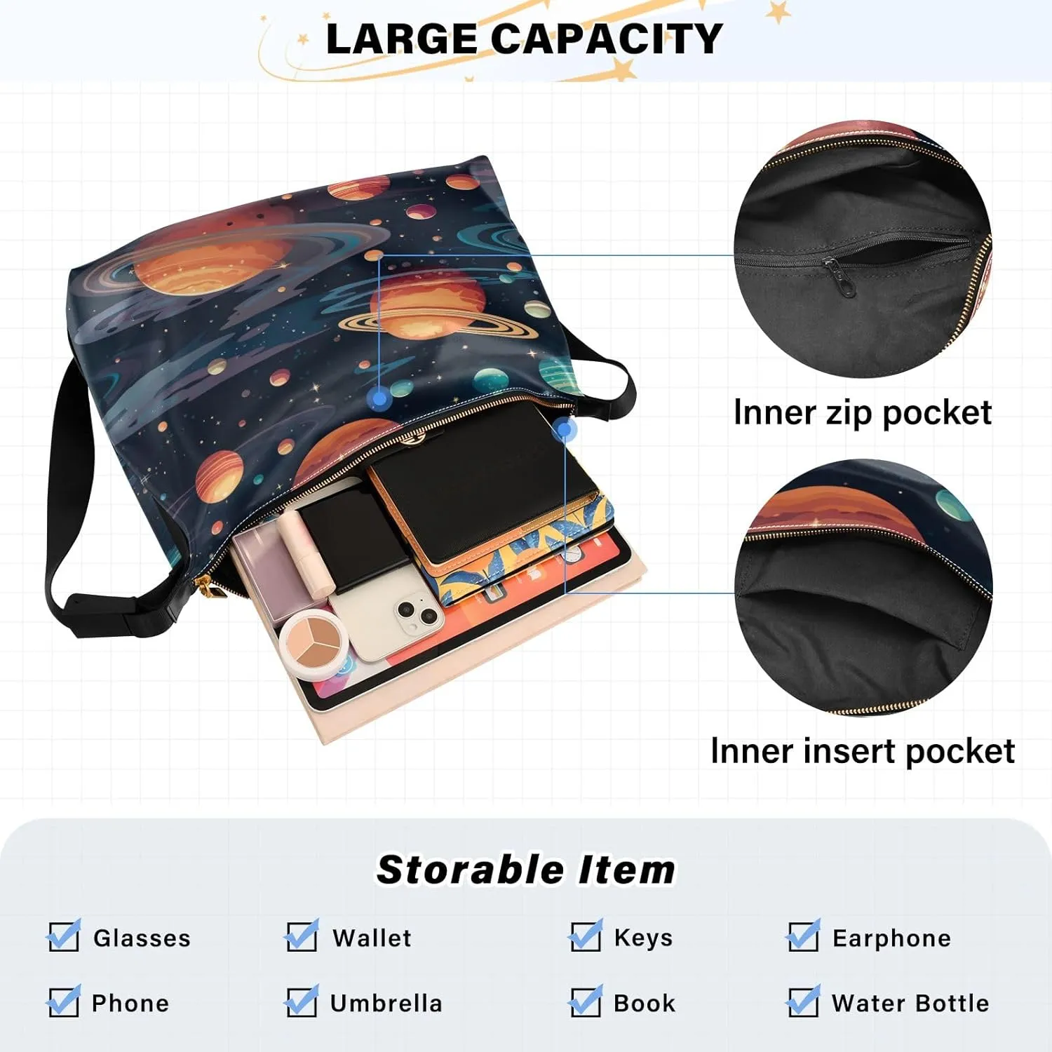 Space Large Leather Crossbody Bag, Shoulder Sling Bag for Men, Cross Body Leather Shoulder Bag