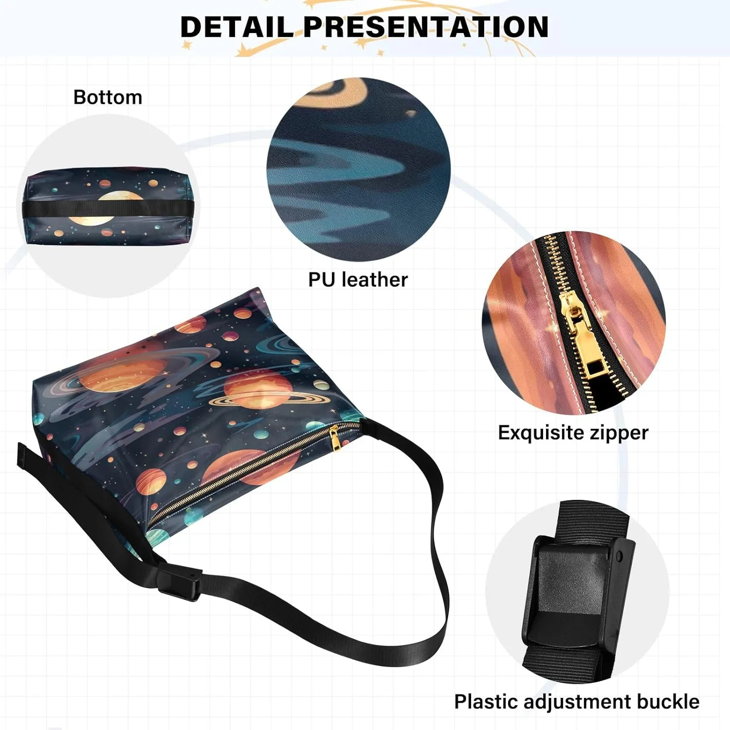 Space Large Leather Crossbody Bag, Shoulder Sling Bag for Men, Cross Body Leather Shoulder Bag
