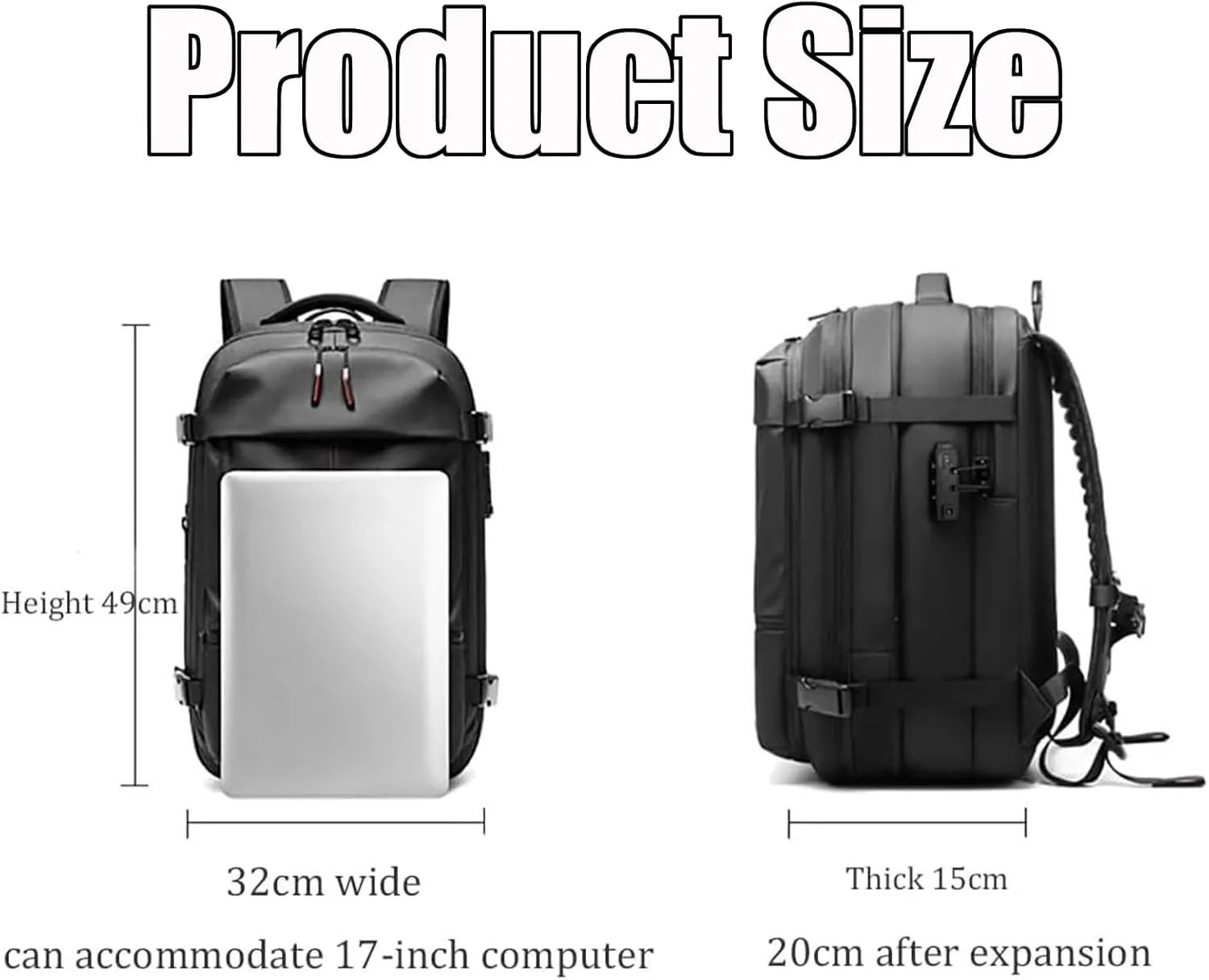 Spacevac Pro Backpack, Space Vac Pro Backpack, Spacevacpro Extra Large Vacuum Compression Travel Laptop luggage Bag/Carry-On (Classic, Gray, with Pump)