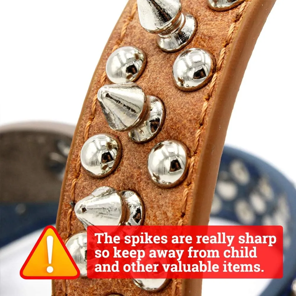Spiked Studded Dog Collar-Chrome Round Stud Anti-Bite Collar (Black,M)