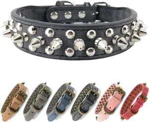 Spiked Studded Dog Collar-Chrome Round Stud Anti-Bite Collar (Black,M)