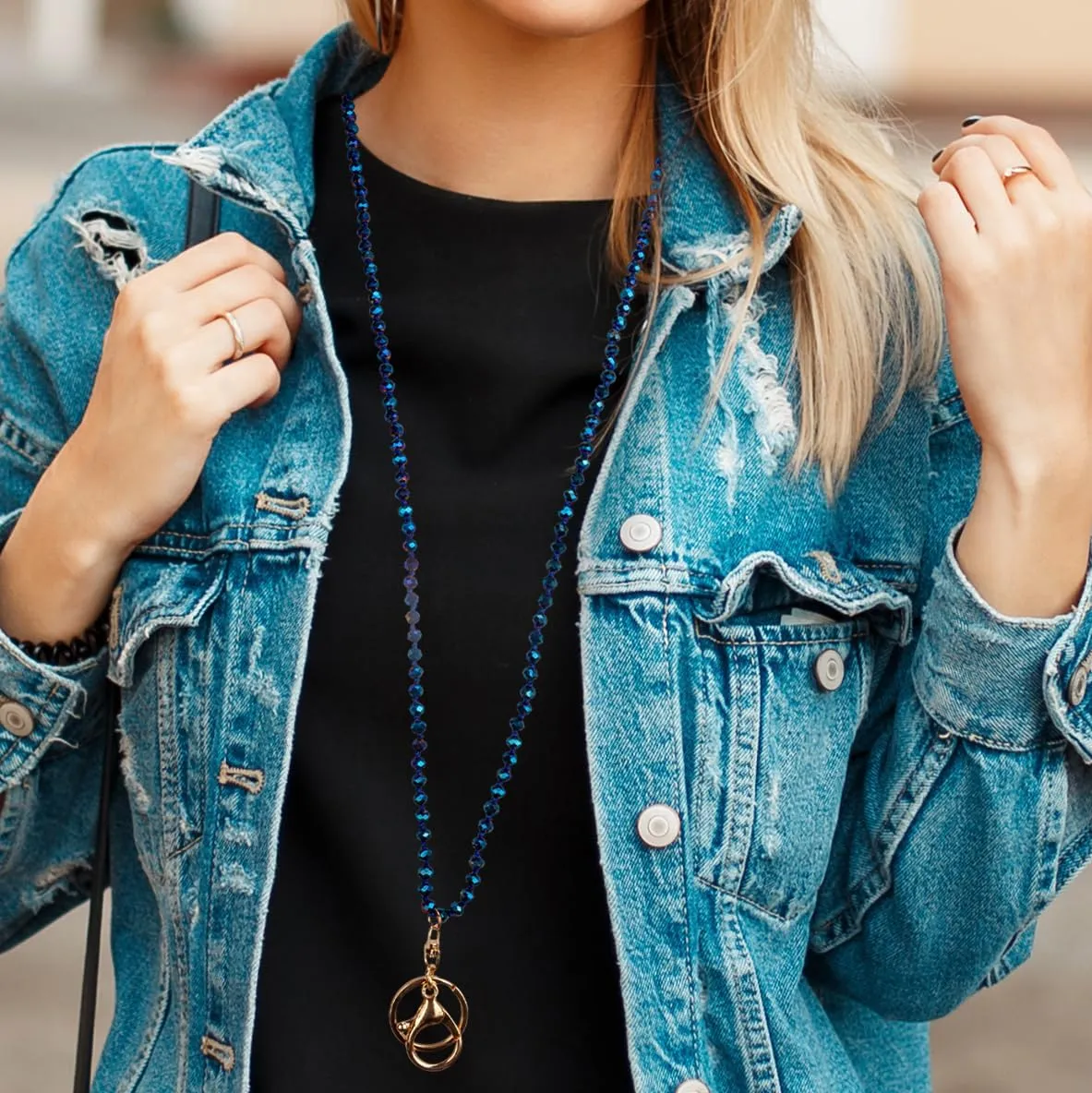 SPUNKYsoul Pretty Cute Colored Lanyard Necklace for id badge key keychain with Beads for Women