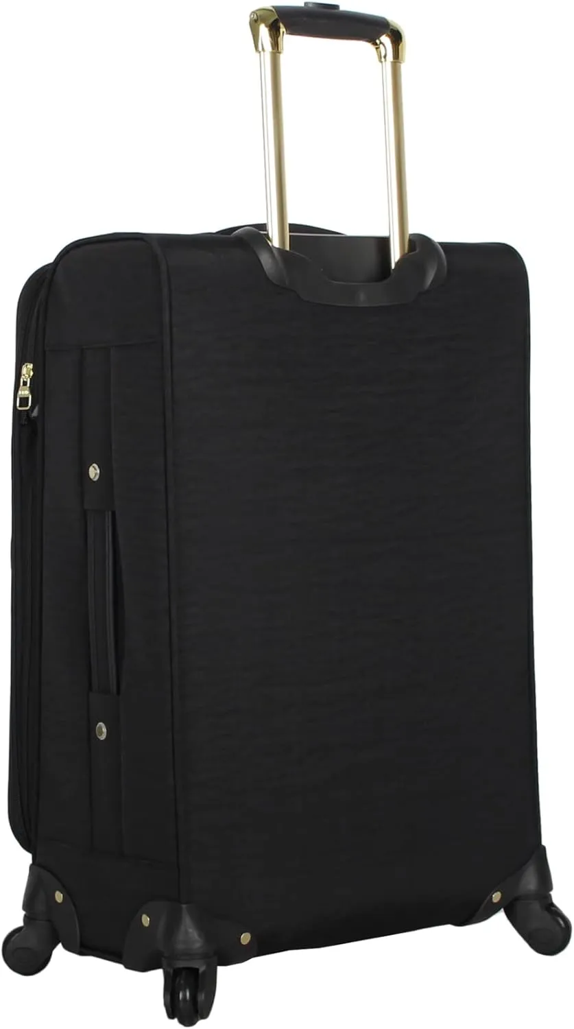 Steve Madden Designer Luggage Collection - 3 Piece Softside Expandable Lightweight Spinner Suitcase Set - Travel Set includes 20 Inch Carry on, 24 Inch & 28-Inch Checked Suitcases (Black Grey)