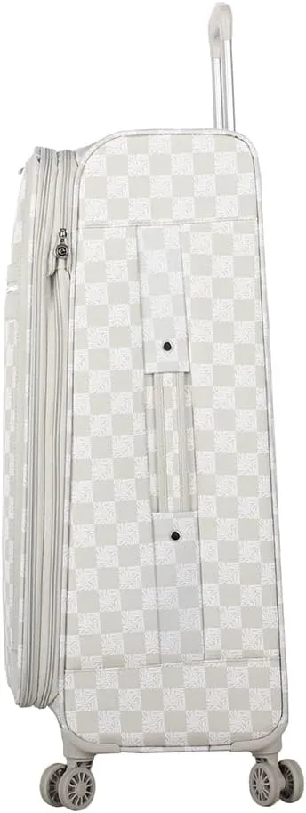 Steve Madden Designer Luggage Collection - 3 Piece Softside Expandable Lightweight Spinner Suitcase Set - Travel Set includes 20 Inch Carry on, 24 Inch & 28-Inch Checked Suitcases (Chalet Light Grey)