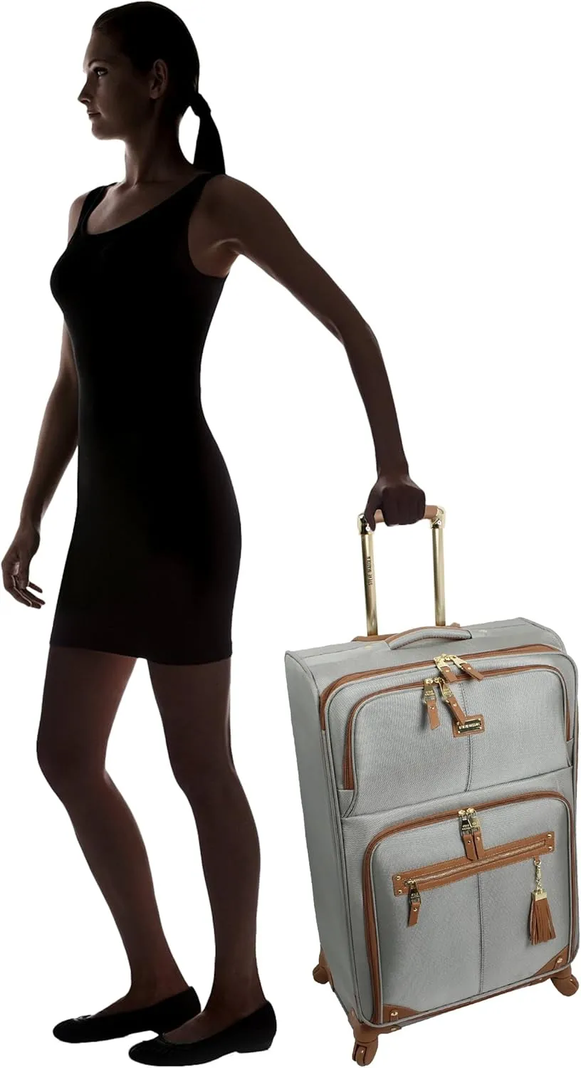 Steve Madden Designer Luggage Collection - 3 Piece Softside Expandable Lightweight Spinner Suitcase Set - Travel Set includes 20 Inch Carry on, 24 Inch & 28-Inch Checked Suitcases (Harlo Gray)