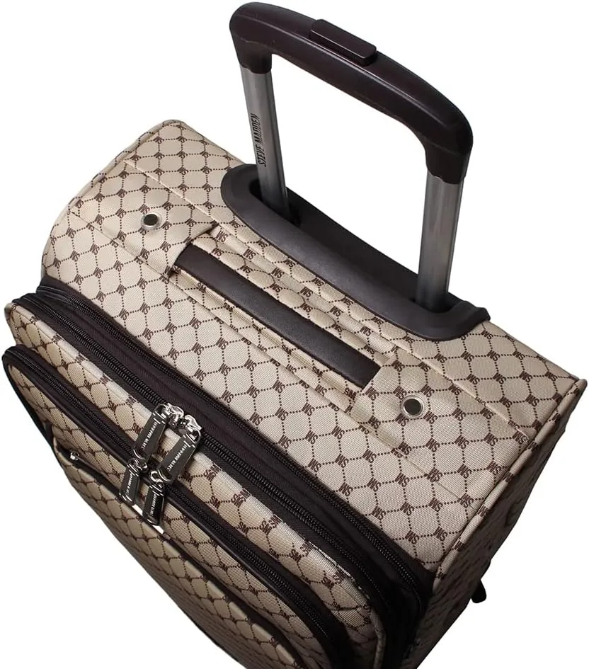 Steve Madden Designer Luggage Collection - 3 Piece Softside Expandable Lightweight Spinner Suitcase Set - Travel Set includes 20 Inch Carry on, 24 Inch & 28-Inch Checked Suitcases (Noble Brown/Tan)