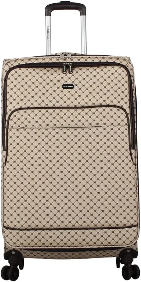 Steve Madden Designer Luggage Collection - 3 Piece Softside Expandable Lightweight Spinner Suitcase Set - Travel Set includes 20 Inch Carry on, 24 Inch & 28-Inch Checked Suitcases (Noble Brown/Tan)