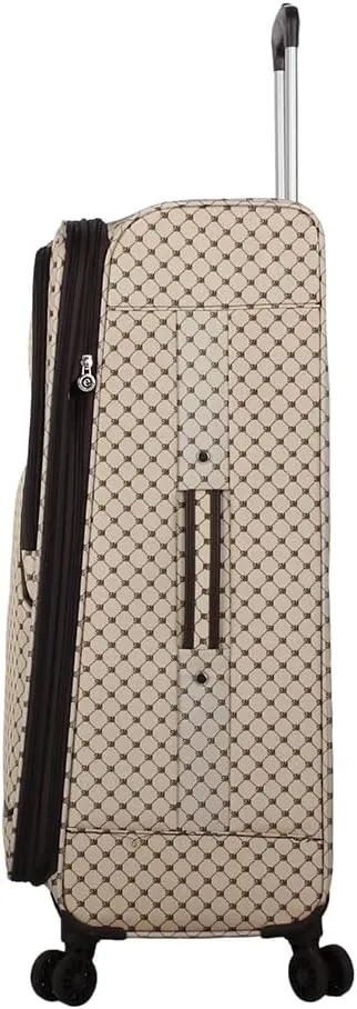Steve Madden Designer Luggage Collection - 3 Piece Softside Expandable Lightweight Spinner Suitcase Set - Travel Set includes 20 Inch Carry on, 24 Inch & 28-Inch Checked Suitcases (Noble Brown/Tan)