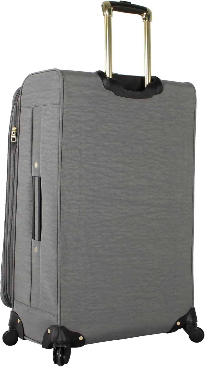 Steve Madden Designer Luggage Collection - 3 Piece Softside Expandable Lightweight Spinner Suitcase Set - Travel Set includes 20 Inch Carry on, 24 Inch & 28-Inch Checked Suitcases (PEEK-A-BOO Grey)