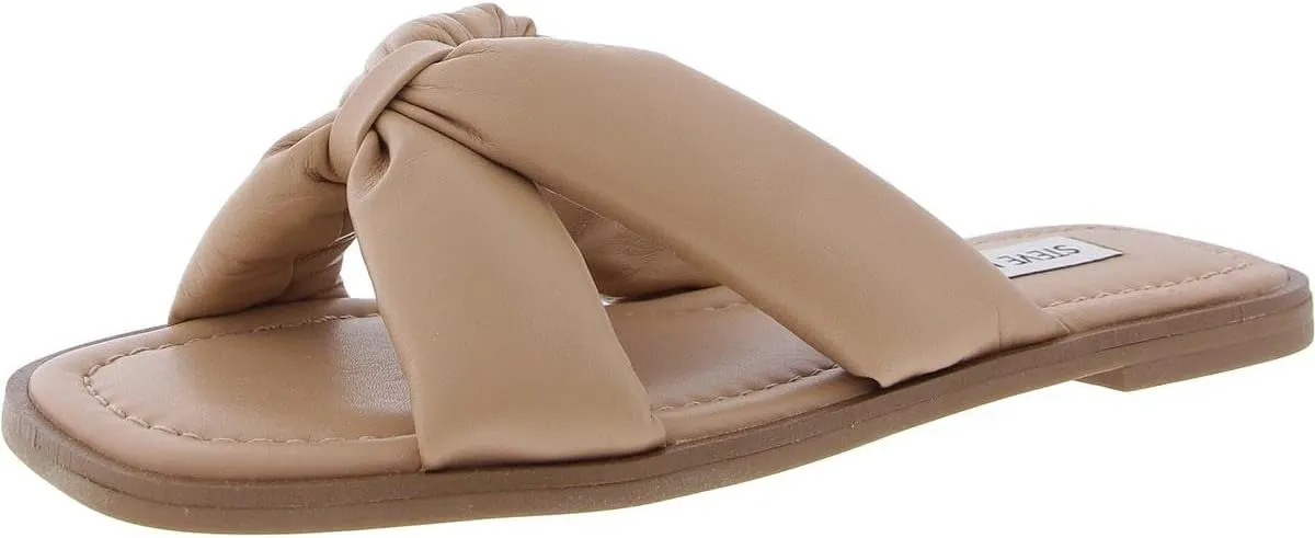 Steve Madden Womens Avianna Criss-Cross Faux Leather Slide Sandals