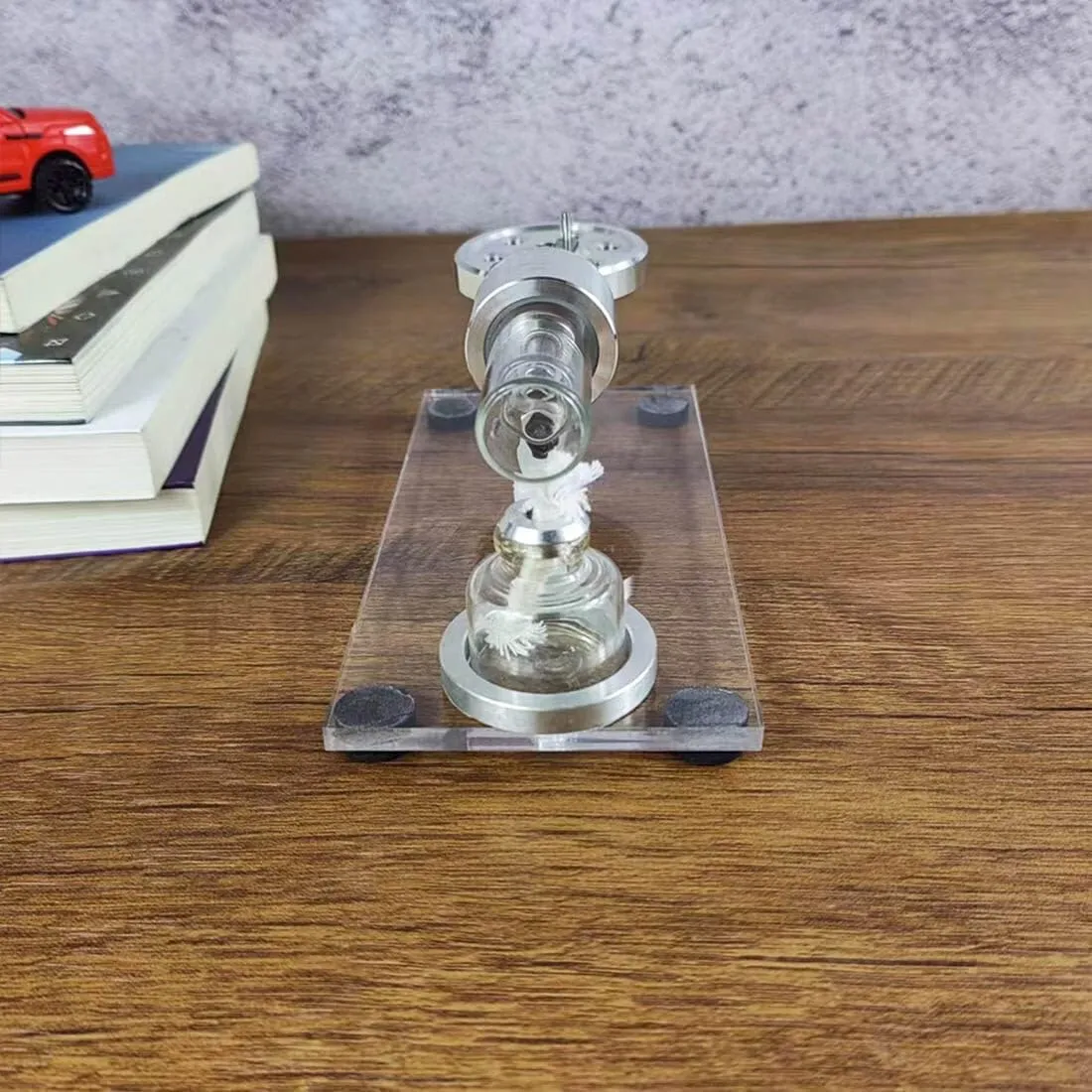 Stirling Engine Model Kit, STL-HS Beta Horizontal Hot Air Stirling Engine with Metal Flywheel for Physical Science Experiment Display