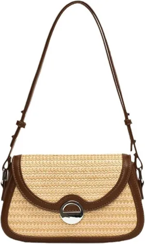 Straw Crossbody Bag for Women Small Shoulder Handbag Fashion Hobo Bag Trendy Underarm Mini Purse